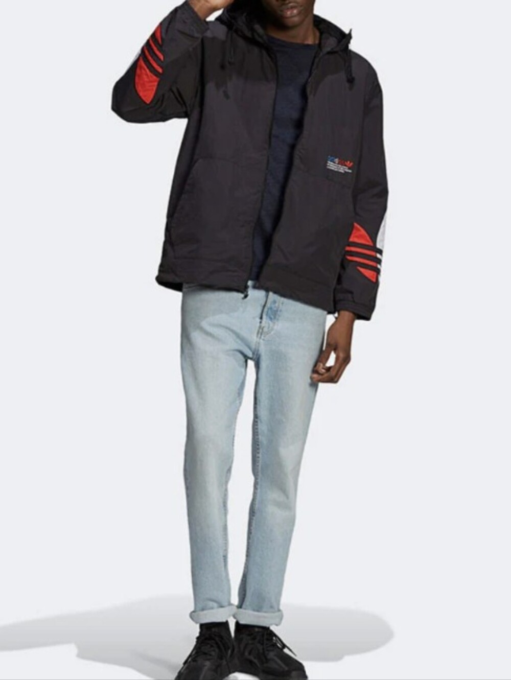 ADIDAS Originals Men's Tricol Windbreaker Size XL Black